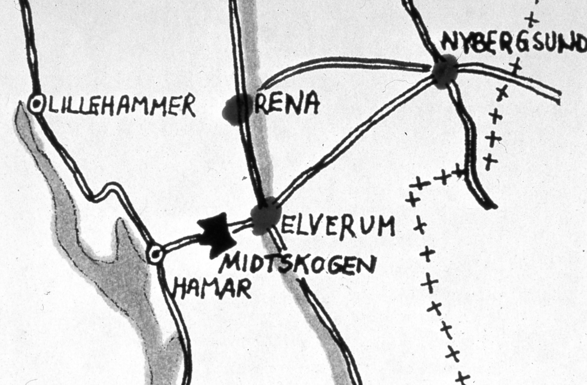 Kart over tyskernes bombing 1940