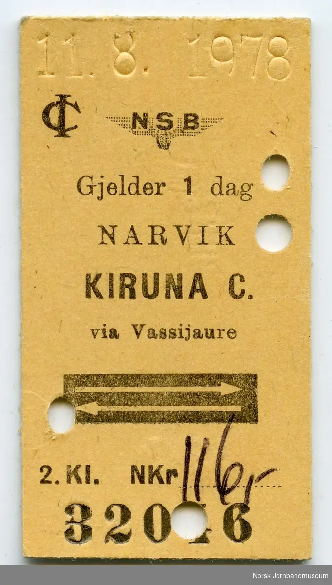 Billett Narvik-Kiruna og tilbake