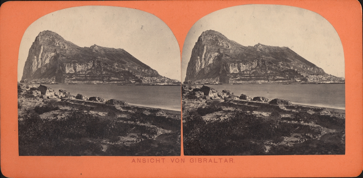 Stereobild av Gibraltar.
"Ansicht von Gibraltar".