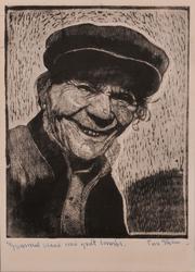 Gammel mann med godt humør [Xylografi]