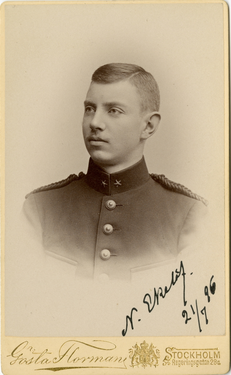 Porträtt av Nils Edvard Ekelöf, underlöjtnant vid Första Svea artilleriregemente A 1.