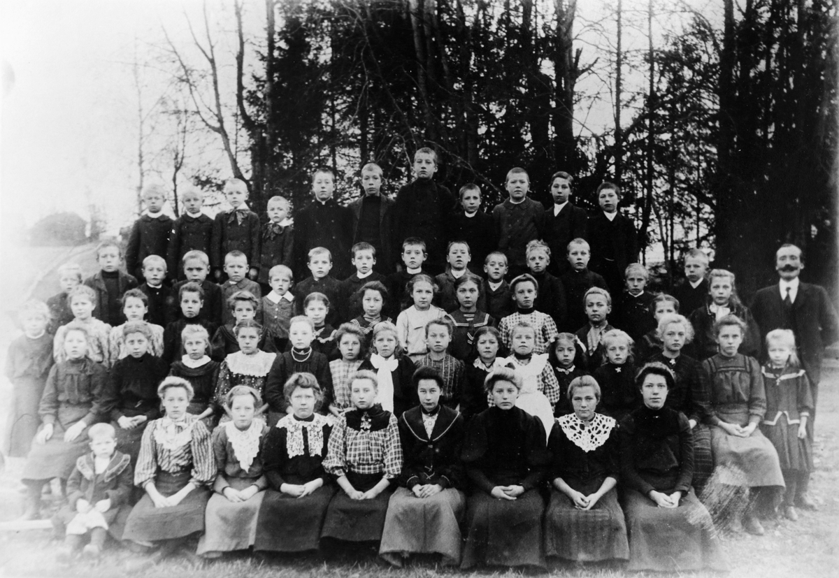 Gruppebilde fra Lokshaug skole, 1908