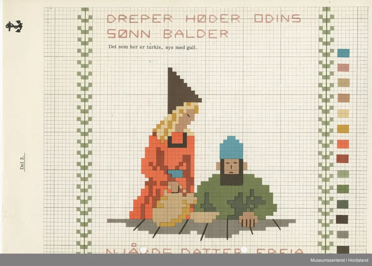 Trykt mønsterark i A4-format til brodert tekstil.