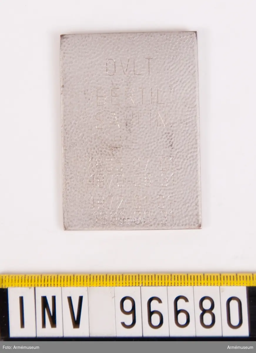 Plakett i silver för Roslagens luftvärnsregemente.
Stans nr 46302.