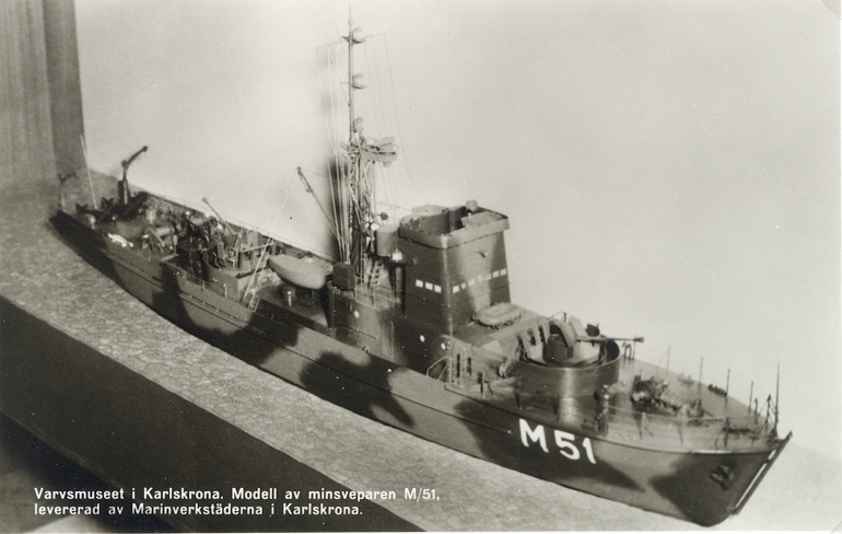 M51 Hanö minsvepare (Modell) . serien sjösatt 1957-1964.
Byggd på marinverkstäderna, Karlskrona.
