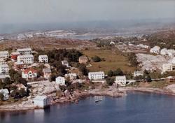 Flyfoto av Omagata på Nordlandet i Kristiansund. I bakgrunne