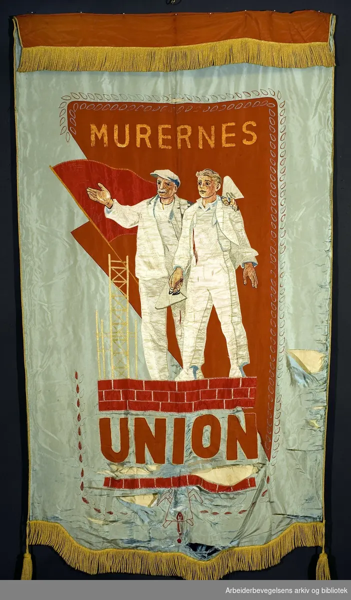 Murernes union.Stiftet 4. november 1882..Forside..Fanetekst: Murernes Union