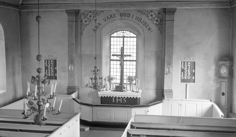 Interiör, Tannåkers kyrka, mot altaret.