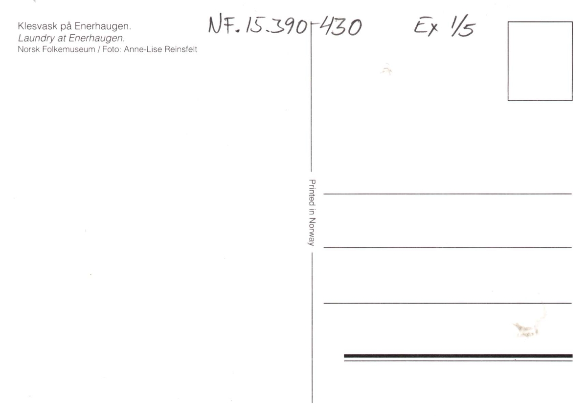 Postkort, Klesvask i gamle dager, Enerhaugen. NF. - Norsk Folkemuseum ...