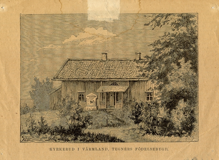 Träsnitt.
Kyrkerud i Värmland, Esaias Tegnérs födelsegård.