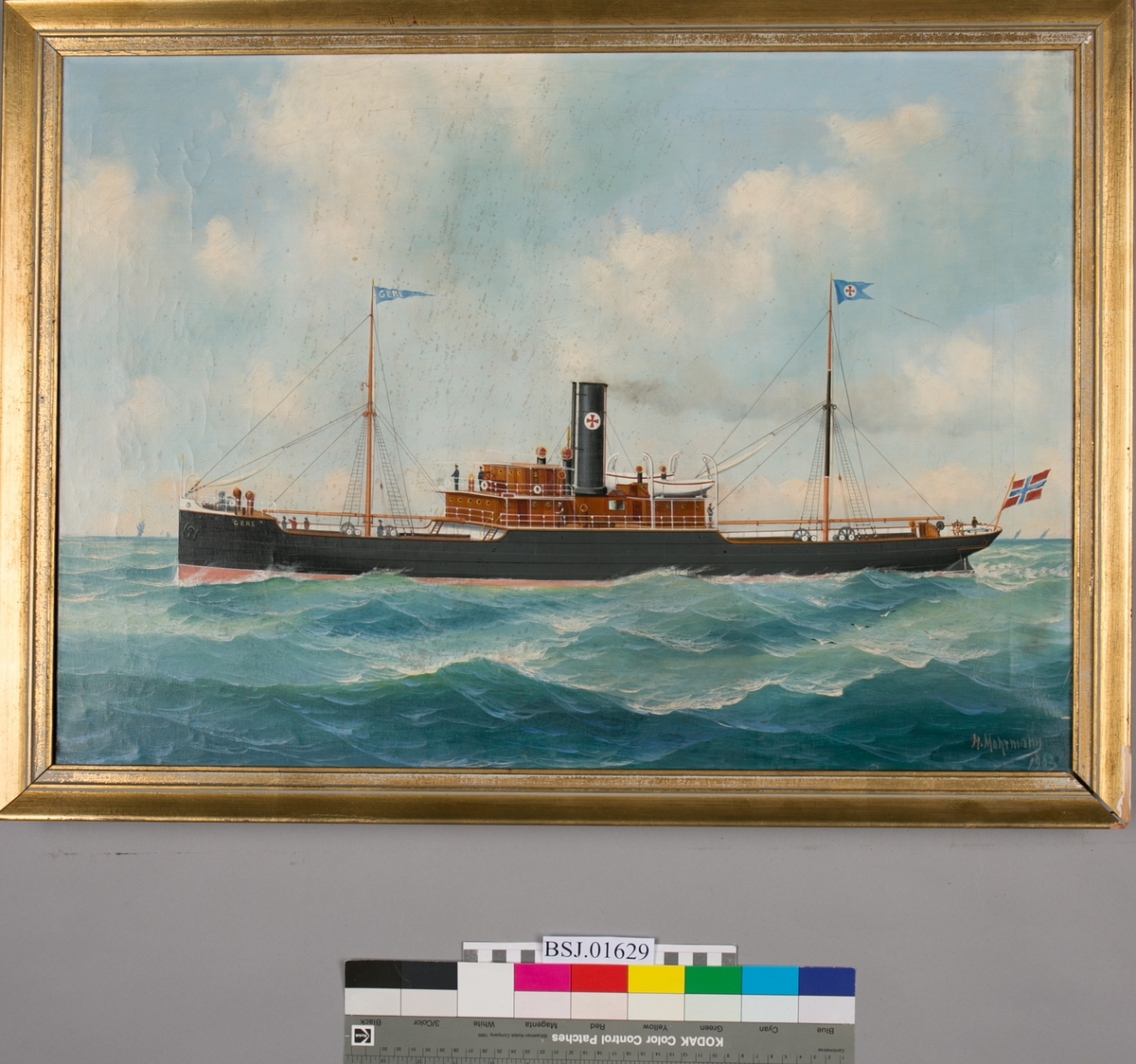 Skipsportrett av dampskipet GERE av Bergen under fart.