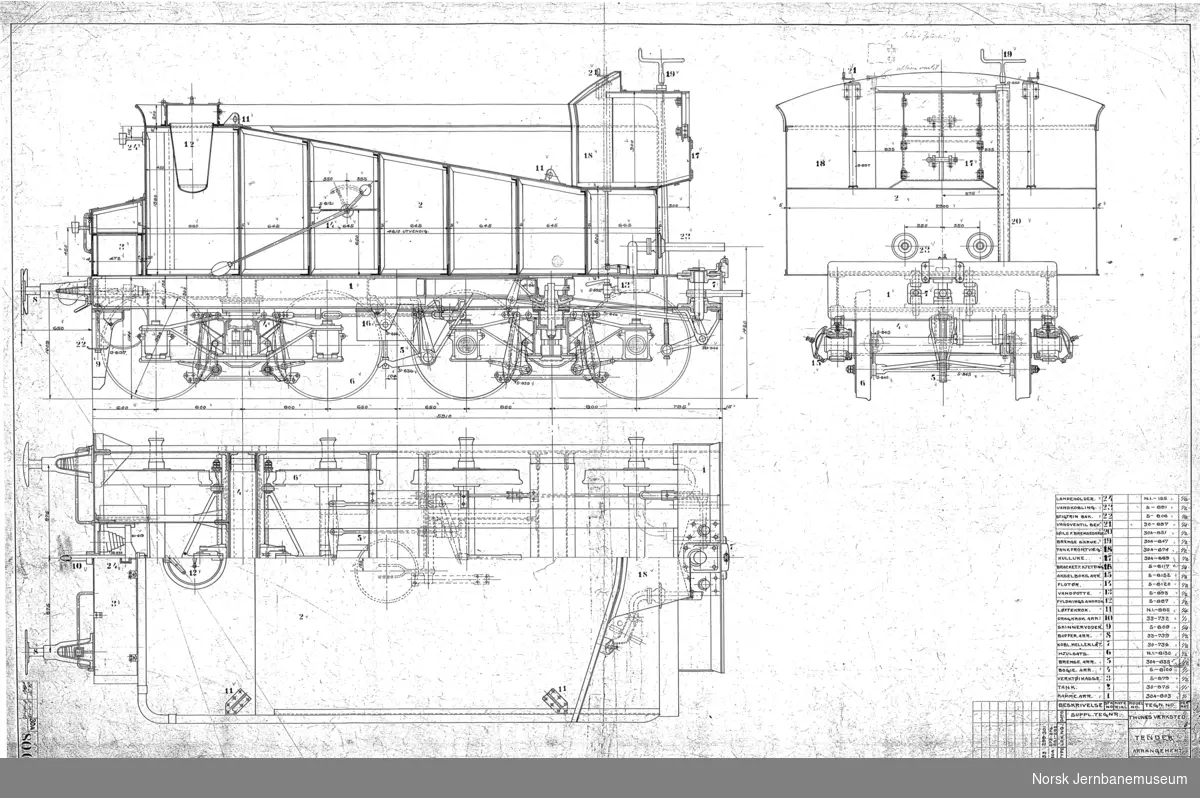Damplokomotiv type 30a
tegn. 770 Hovedarrangement
tegn. 800 Tender arrangement