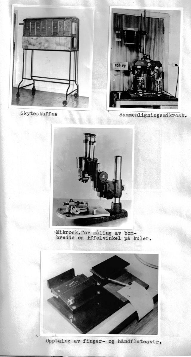 Foto fra arbeidet ved Statens Kriiminalteknika Anstalt, Stockholm og tekn.avd., Göteborg, i 1946. Studietur tatt av L. Reusch Berg.