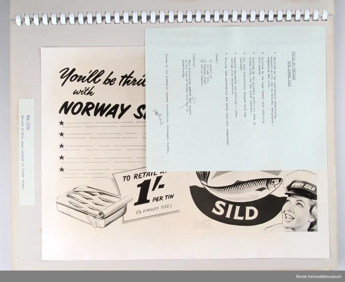 Utklippsbok fra NORWAY SILD med utklipp fra forskjellige kampanjer.