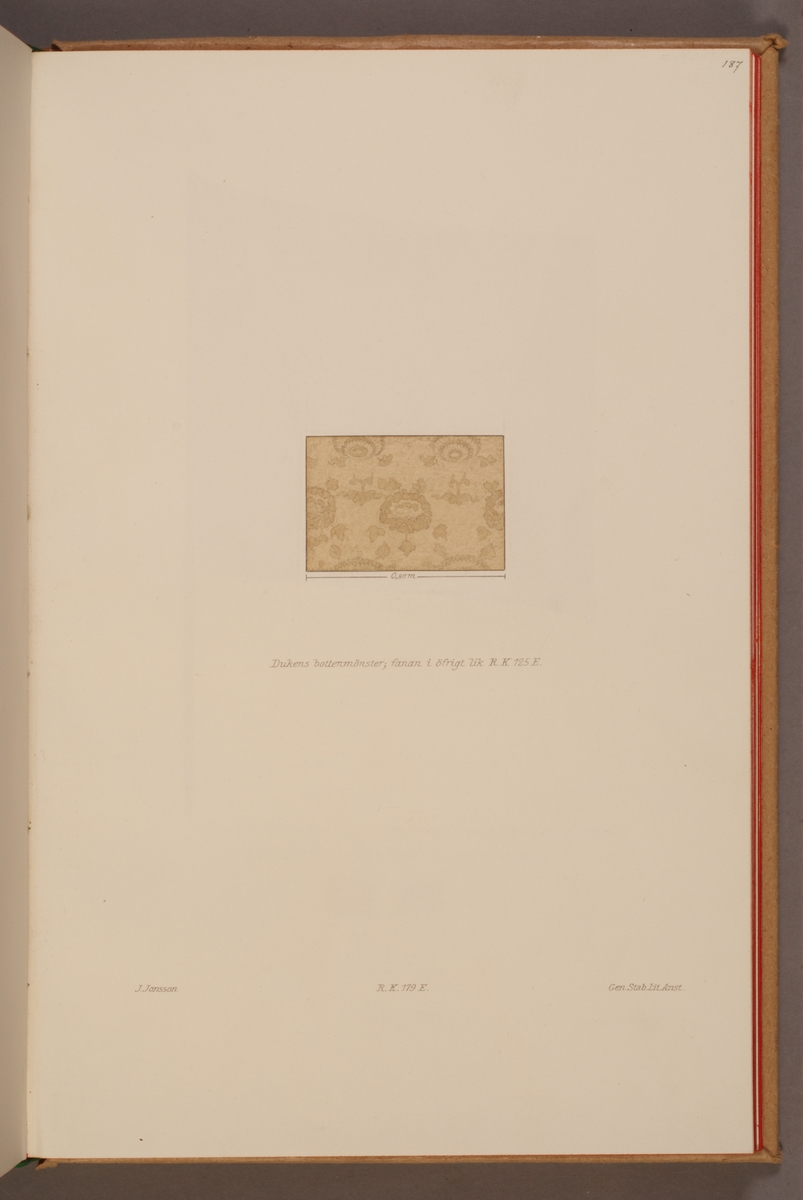 Avbildning i gouache föreställande detalj av fälttecken taget som trofé av svenska armén. Den avbildade fanan finns bevarad i Armémuseums samling, för mer information, se relaterade objekt.