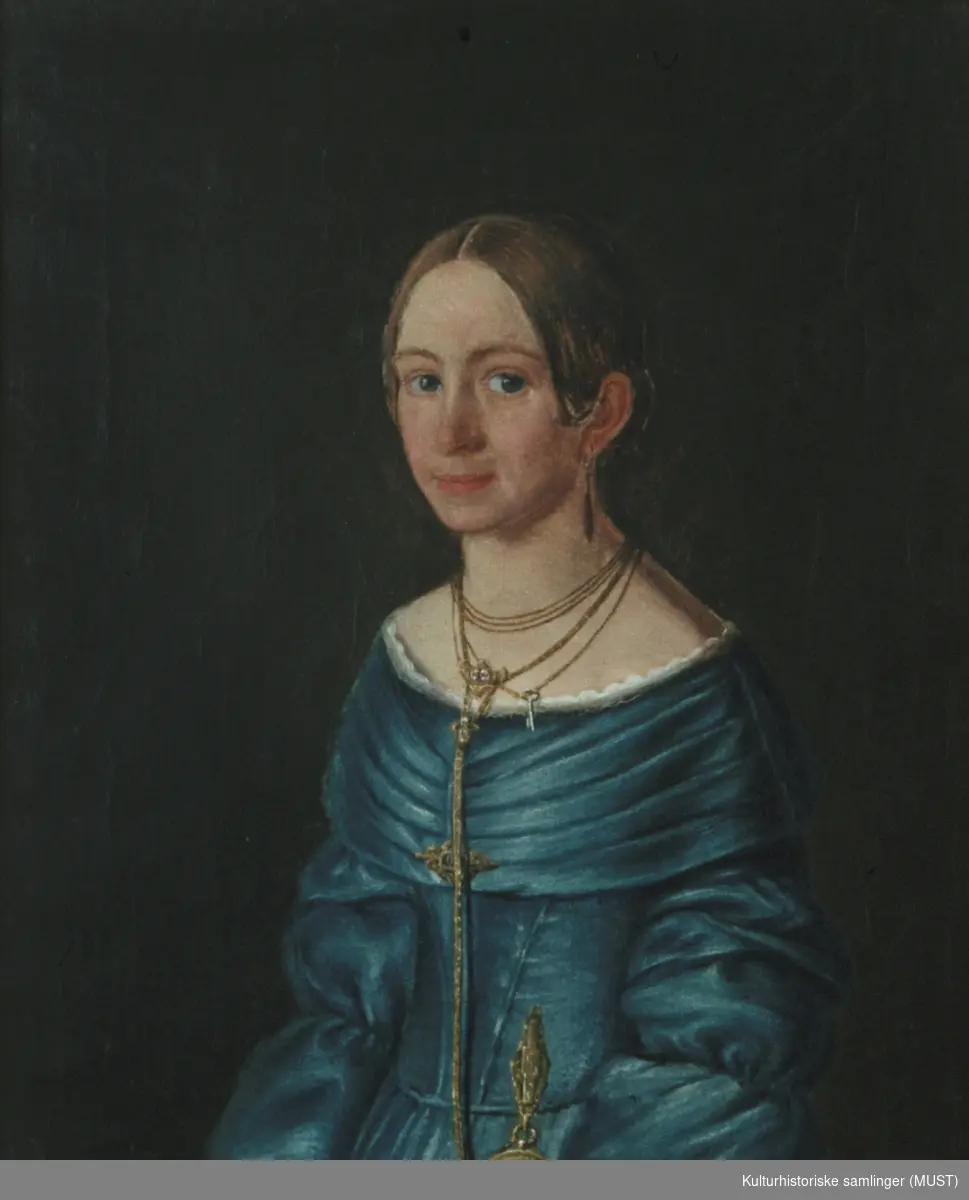 Portrett av Dorothea Elisabeth Smith (f.Vauvert). 
Gift med konteadmiral Knut Geelmuyden Smith.