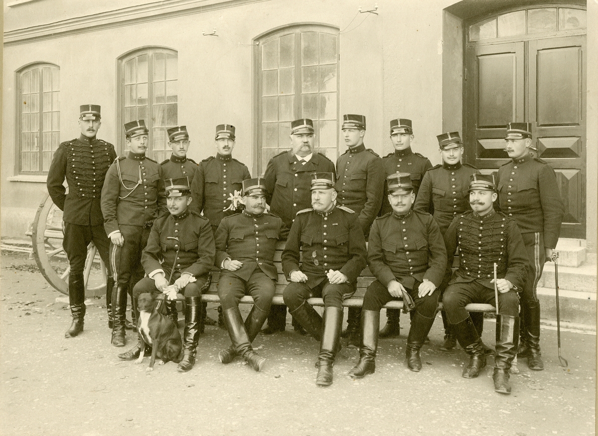 Grupporträtt av officerare vid Gotlands artillerikår A 7, 1905. För namn, se bild nr. 3.