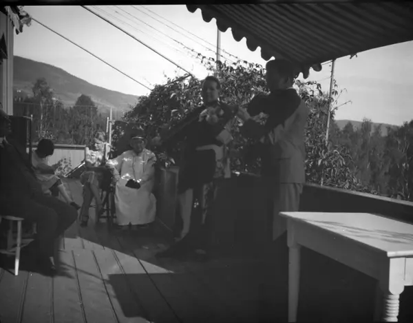 Aulestad, på verandaen, Karoline Bjørnson, To felespillere, 