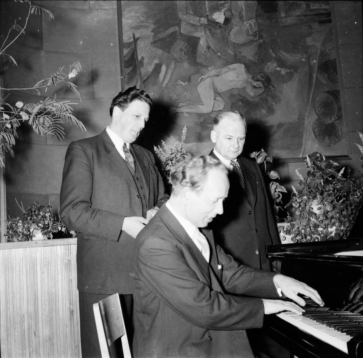 Gunnar Hahn pianist och Anders Öhgren och Carl-Arvid Blomqvist, på Nytorp.