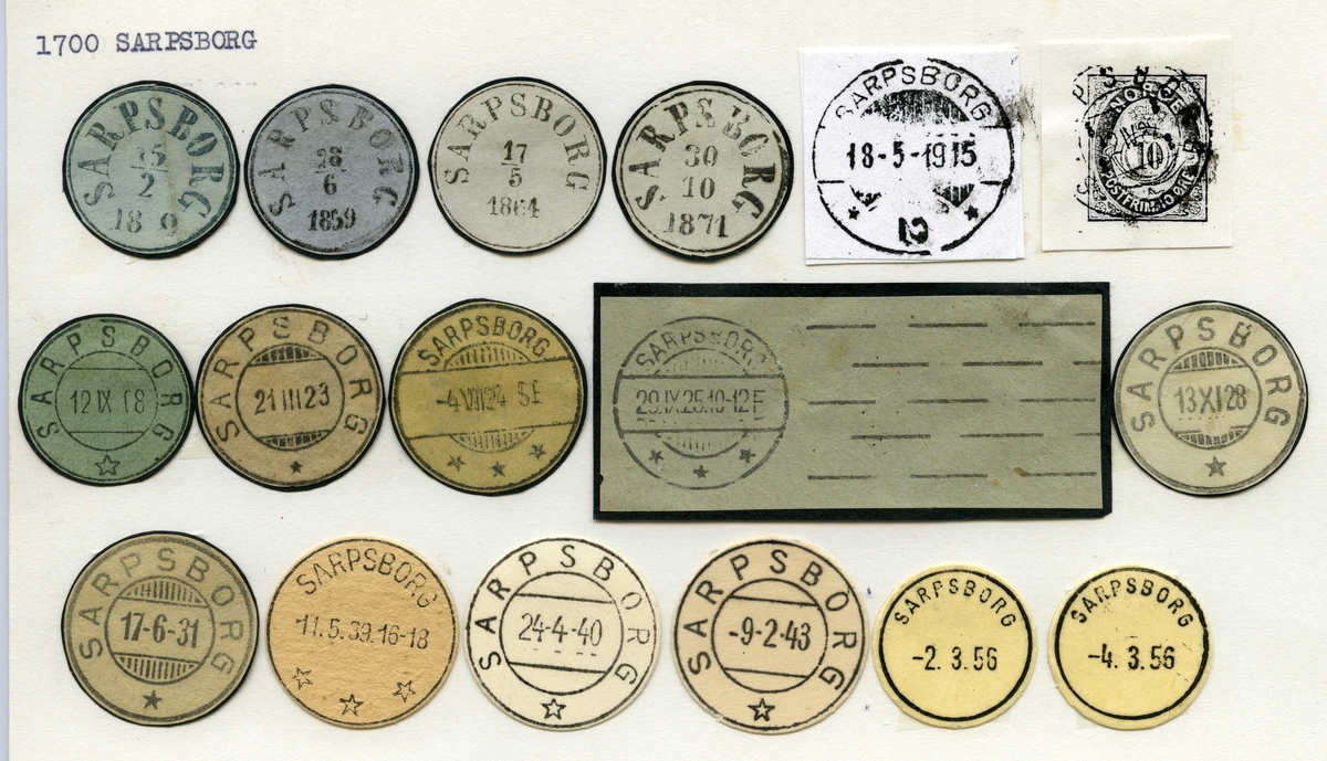 Stempelkatalog  1700 Sarpsborg, Sarpsborg kommune, Østfold