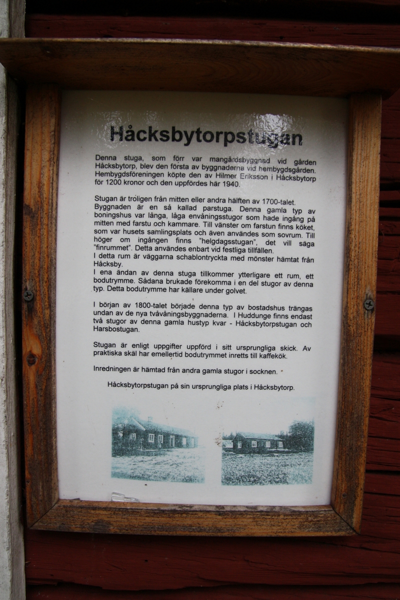 Håcksbytorpsstugan vid Huddunge hembygdsgård, Prästgården 1:1, Huddunge socken, Uppland 2014