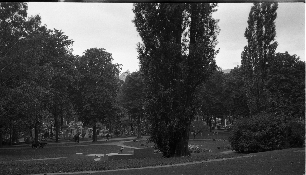 To bilder fra Vår Frelsers Gravlund i Oslo. Det ene bildet viser Henrik Ibsens gravsted.
