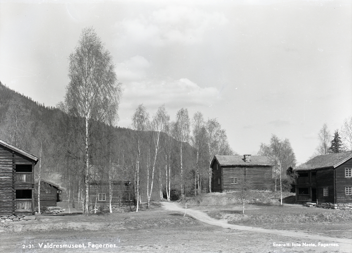 Bygninger ved Valdres Folkemuseum.