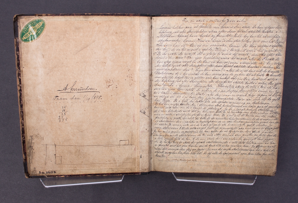 Dagbok skrevet av Anton Amundsen som var 1. maskinist ombord på polarskuten FRAM 1. oktober 1895