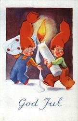 Julekort. Ubrukt. Vintermotiv. Nissemotiv.