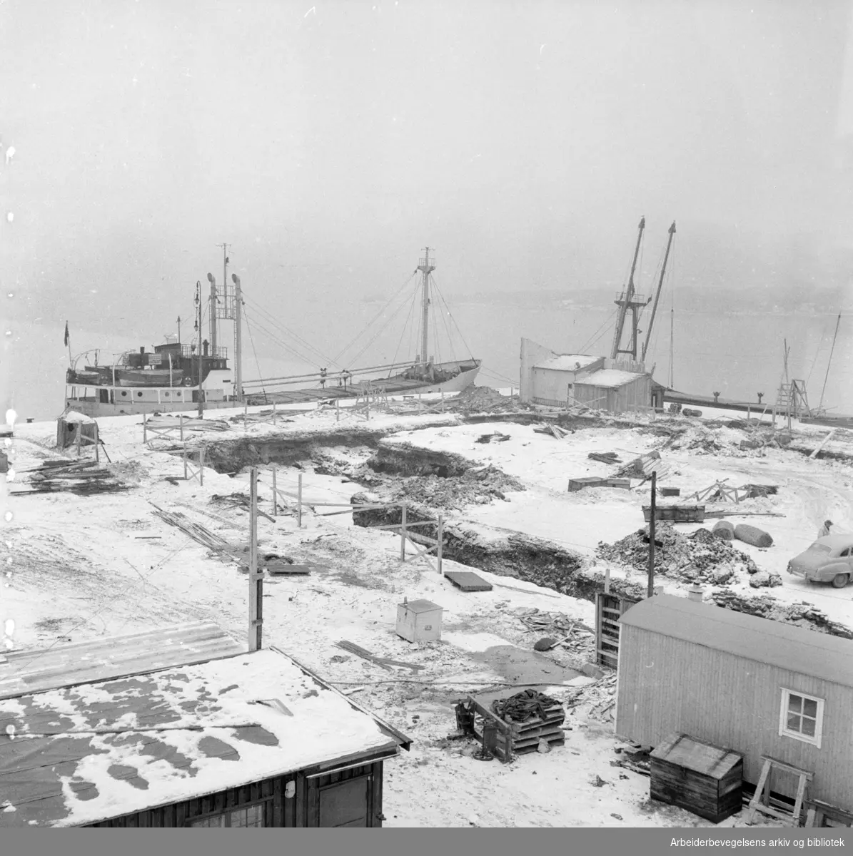 Tjuvholmen nyanlegg. Februar 1956
