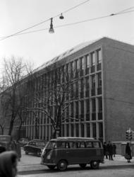 Stortingets tilbygg, eksteriør. Januar 1956