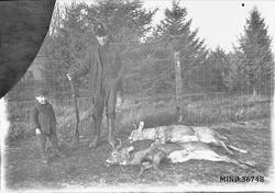 Far og sønn med felt hjort - John og Ovid Waldal