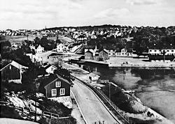 Sannesund, Sarpsborg havn, ukjent år. Postkort.