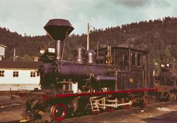 Setesdalsbanens damplokomotiv nr. 2 på driftsbanegården på G