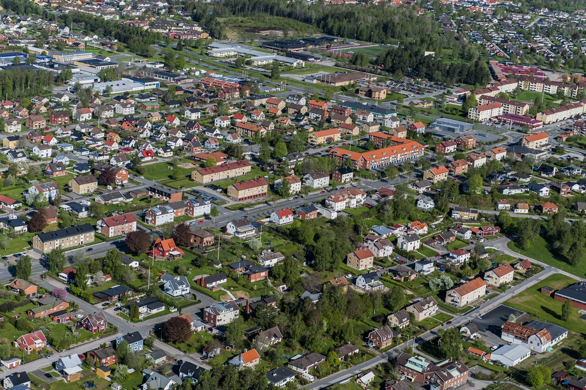 Flygfoto över Värnamo.