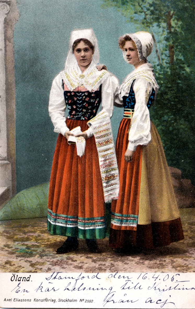 Vykort till Kristina Andersson, född 1865 i Böda, syster till N J Andersson, när hon bodde i USA från vänner i USA.