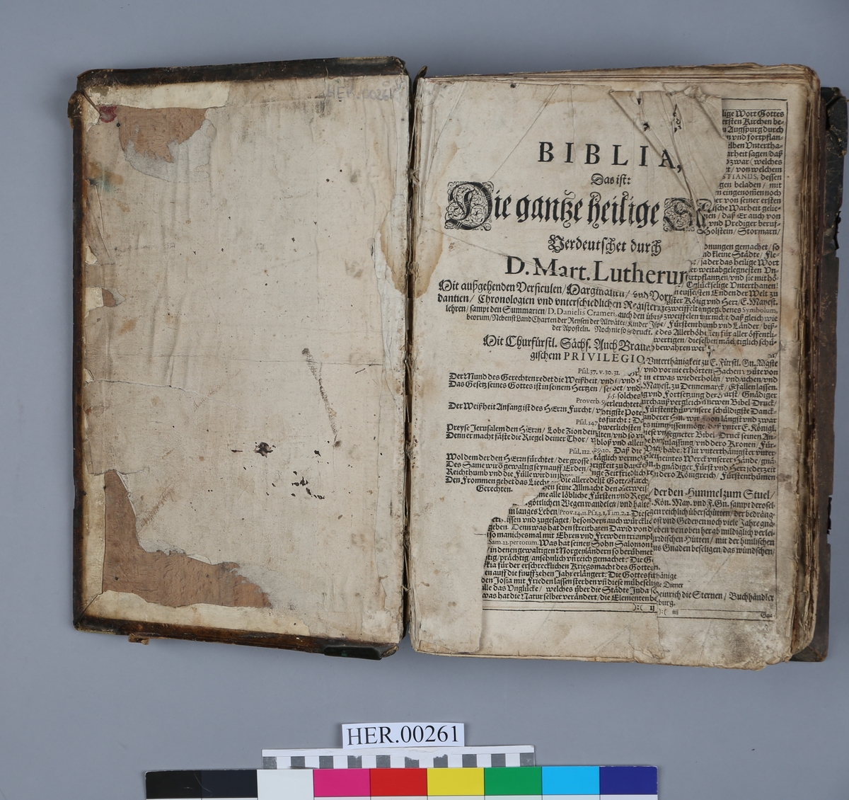 Tyskprodusert bibel fra 1641, skinninnbundet.