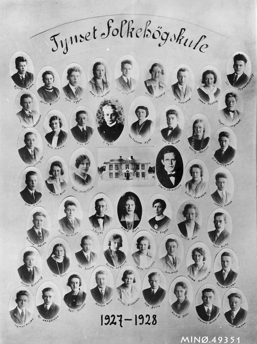 Elever ved Tynset Folkehøgskule, 1927-28.
