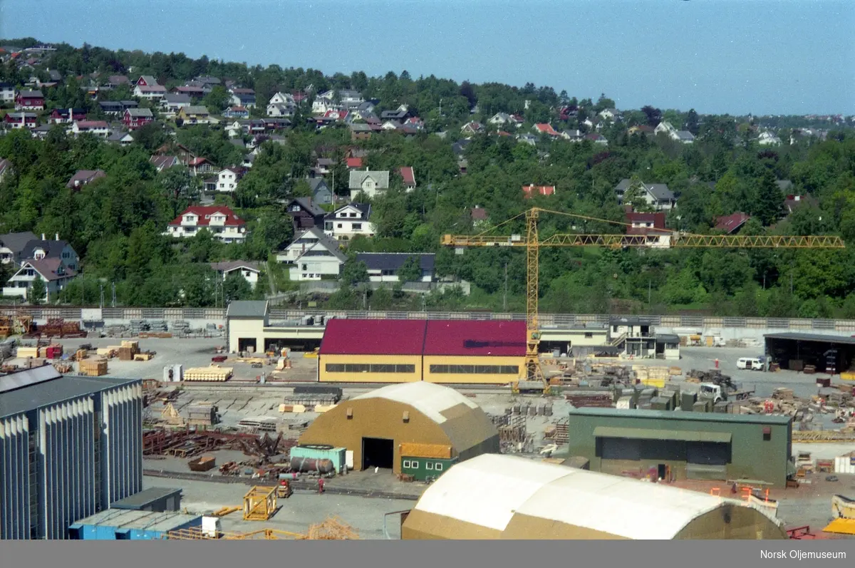 Anleggsområdet til Norwegian Contractors i Jåttåvågen ved Stavanger. hvor de såkalte Condeep plattformene i betong ble bygget.