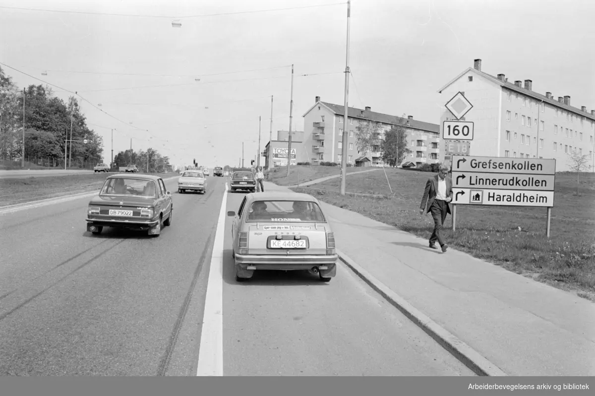Ringveien i retning Grefsen. Mai 1977