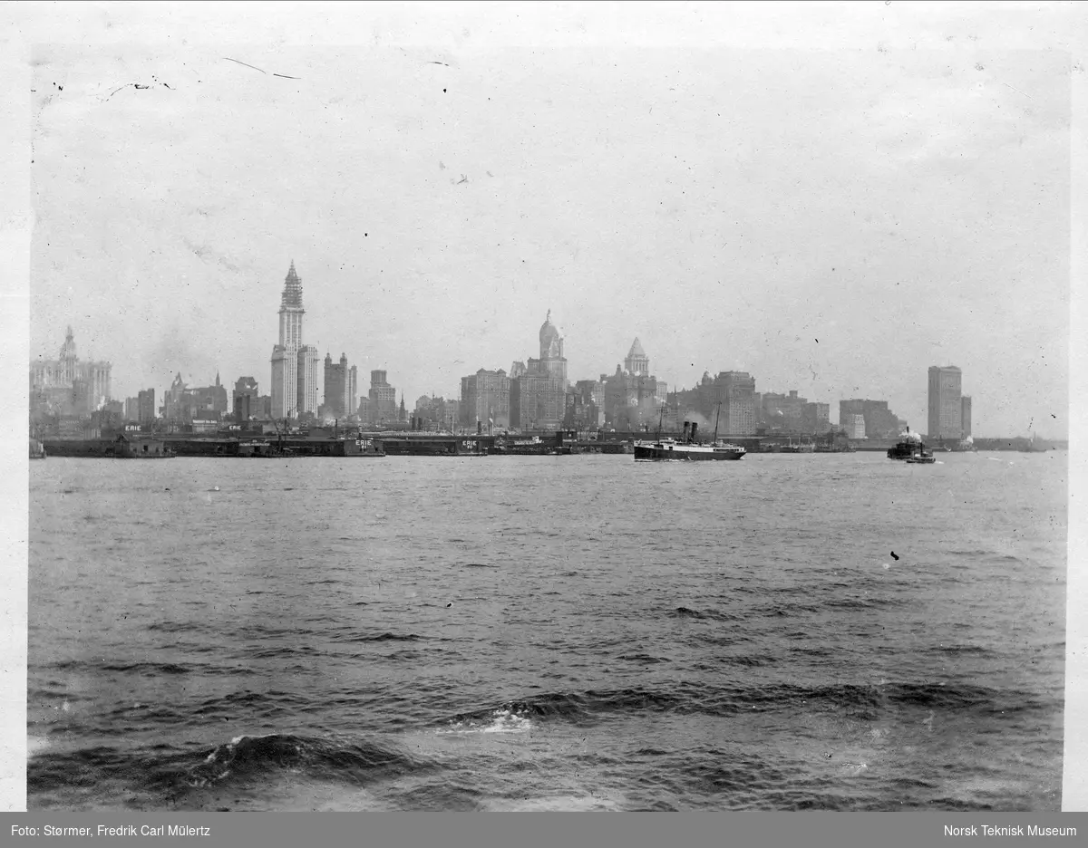 New York skyline sett fra sjøen, USA, 1915
