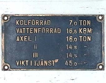 Svart rektangulär tenderskylt till G ånglok.
SJ G 1427, Ga2 (1931)
BJ G3 126 (1940 - 1948)
Linke Hofmann Nº 1628
Vikt i tjänst 45,0 ton.