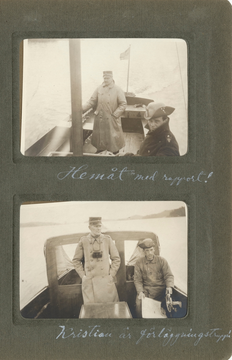 Text i fotoalbum: "Officersövningarna 1920. Kristian är förläggningstrupp!"