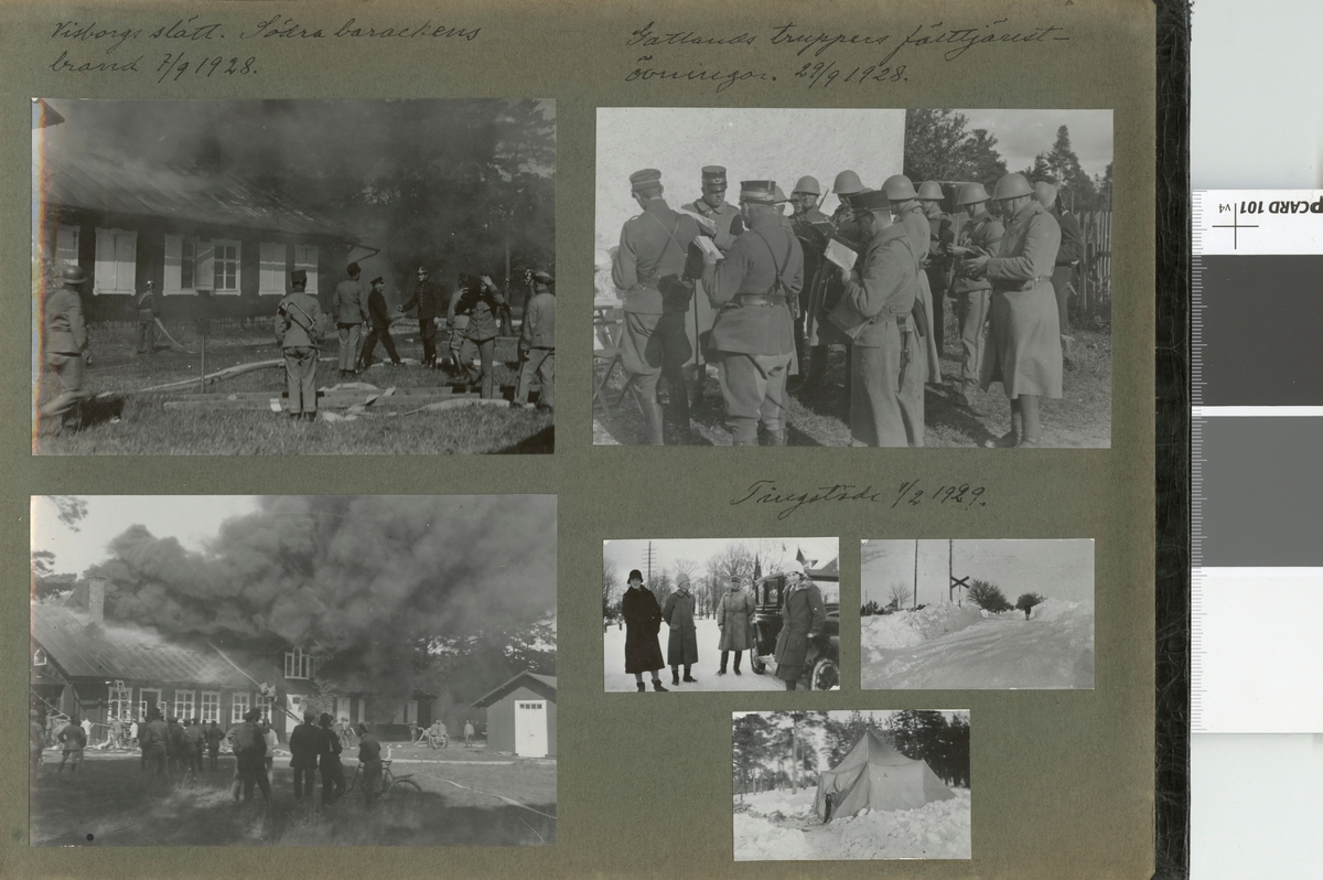 Text i fotoalbum: "Visborgs slätt. Södra barackens brand 7/9 1928".