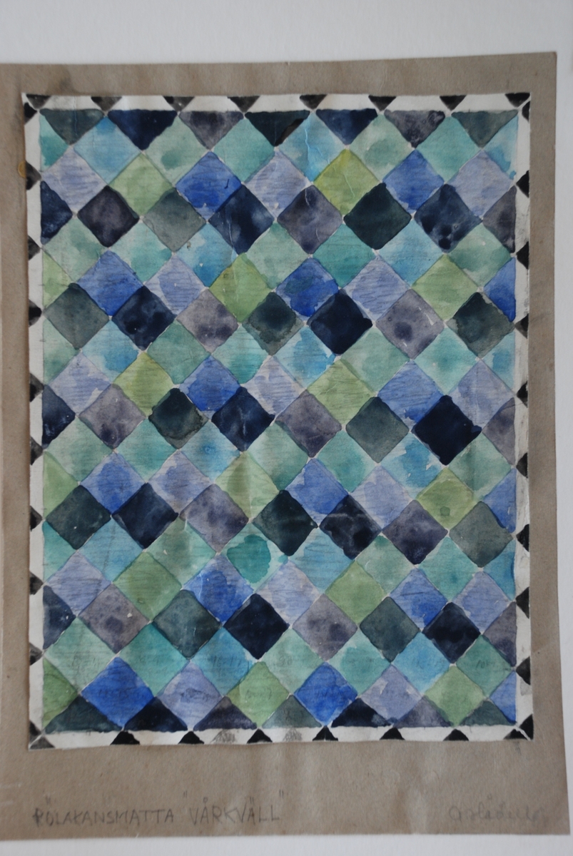Förslag till mattor i rölakan komponerade av Anna Hådell.