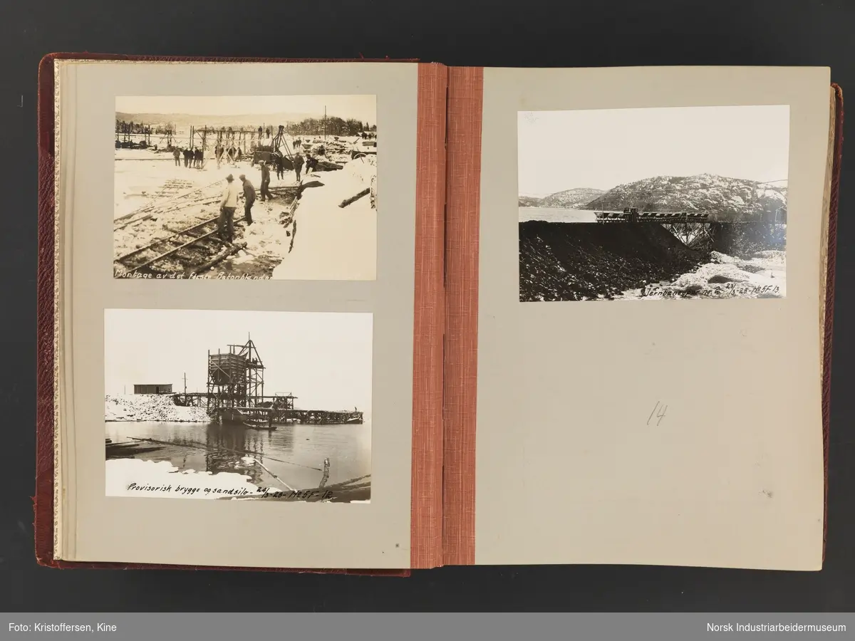 Fotoalbum med 88 sider og 164 innlimte fotografier fra Norsk Hydro på Herøya. Fotografiene viser starten av Eidanger Salpeterfabriker