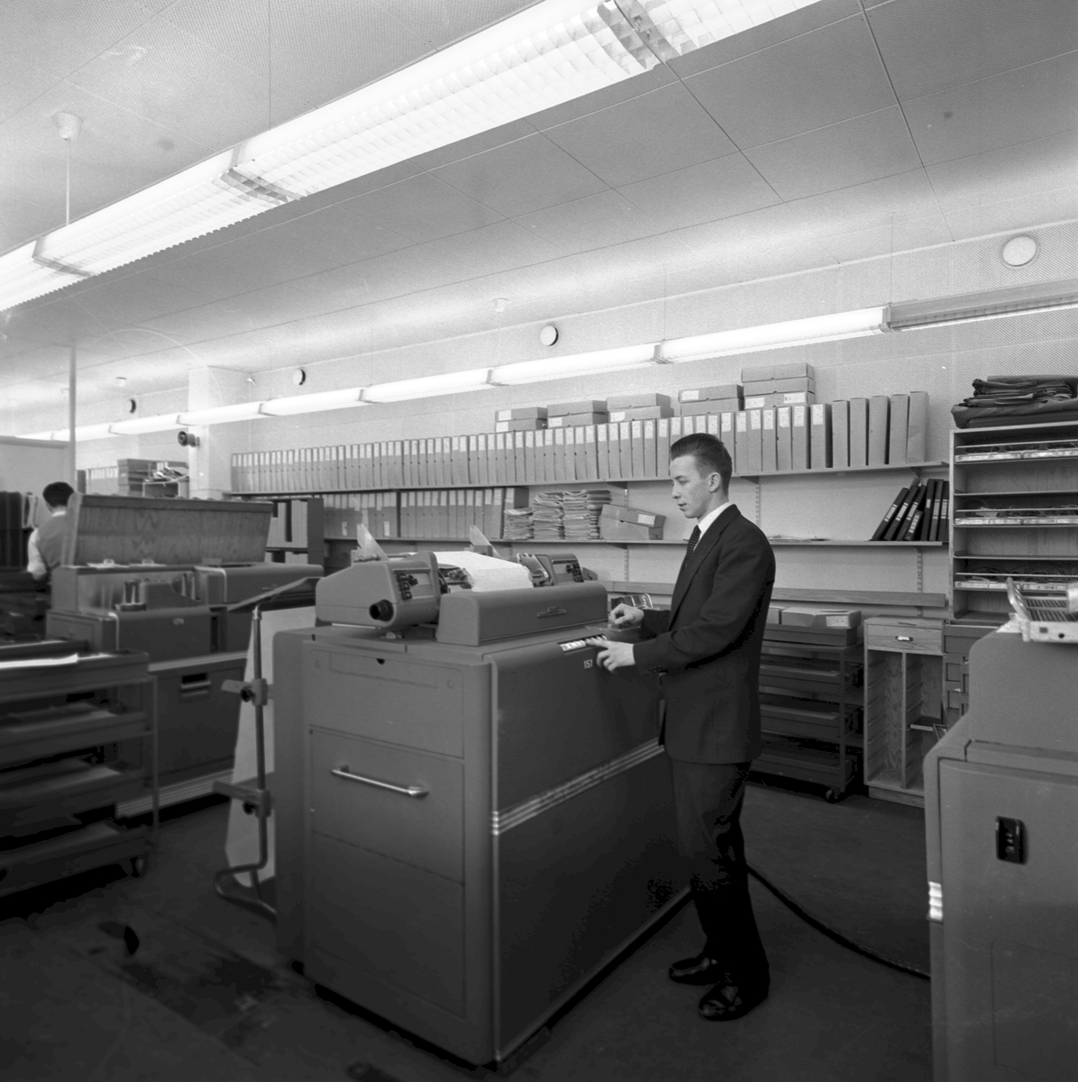 IBM bokföringsmaskin på Stockholm centralstation.
