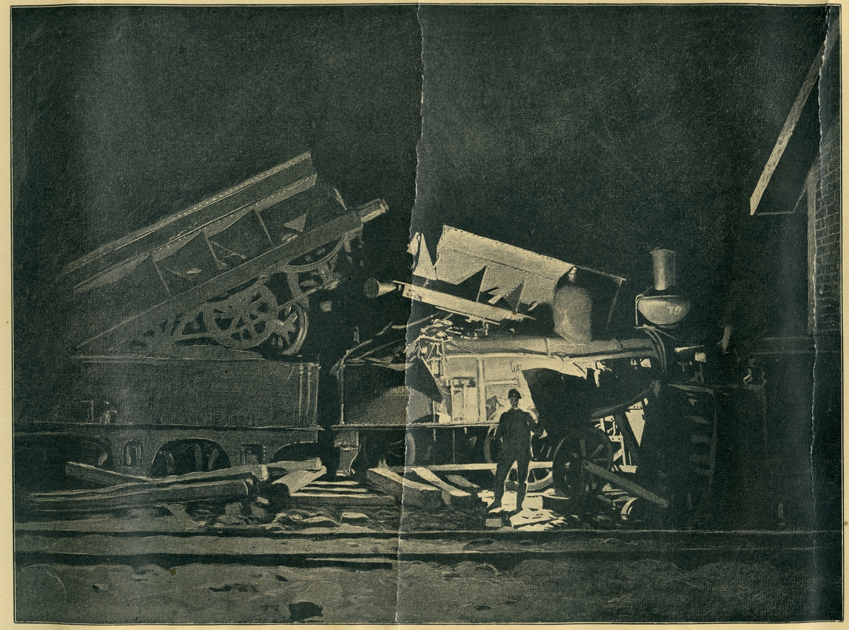 Broschyr om tågolyckan i Nattavaara år 1900, vid järnvägsstationen.