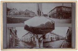 Postkort med flere motiv fra Mosjøen fra før 1899. Skolen, V