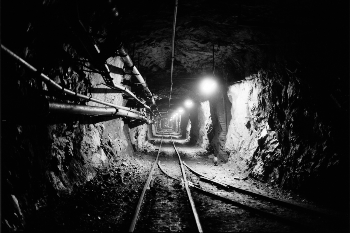 Gruvort på 460-metersnivån, gruvan under jord, Dannemora Gruvor AB, Dannemora, Uppland oktober 1991